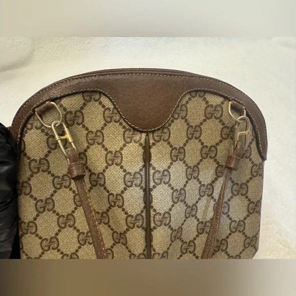 Gucci Vintage Shoulder Bag Sherry Line GG Leather PVC and Leather… - Picture 11 of 15